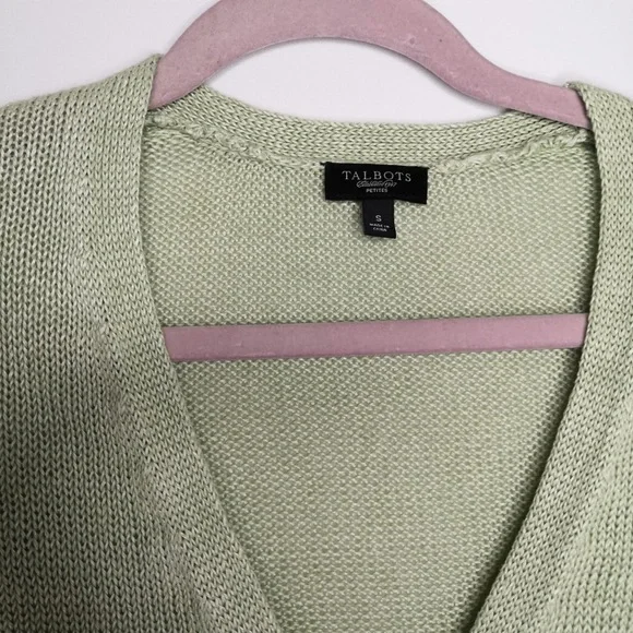 Talbots Y2K knit green linen cardigan Small - Picture 7 of 16